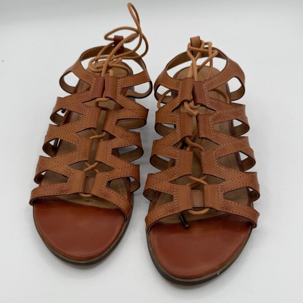 Bamboo brown gladiator block heel sandals women’s size 9